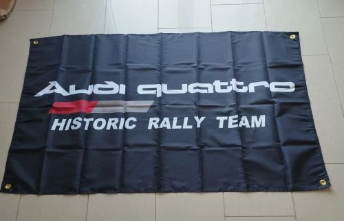 Audi quattro rally car 3x5 ft black flag / banner garage mane cave wall decore