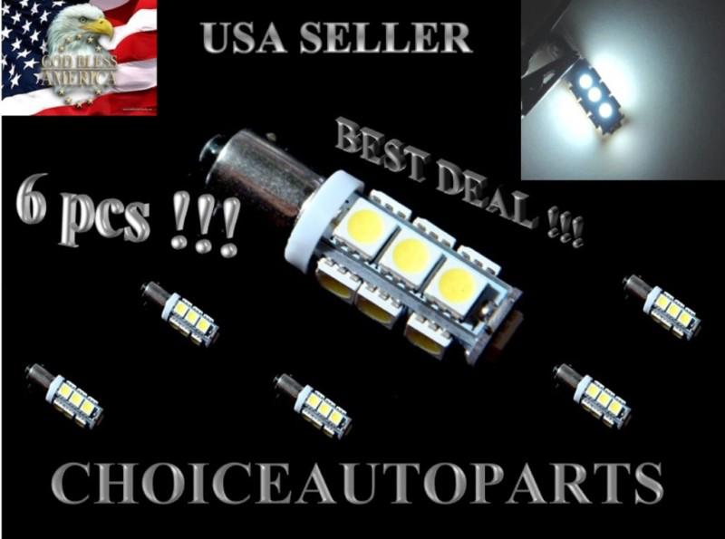 6x ba9s 5050 13 smd car white led interior, dome, licence plate light bulbs h21w