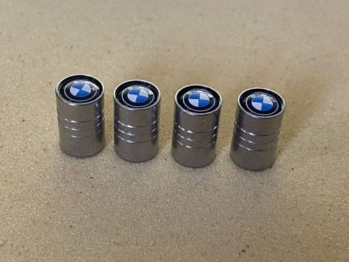 4pcs bmw logo silver metal valve dust wheel cap set - all bmw