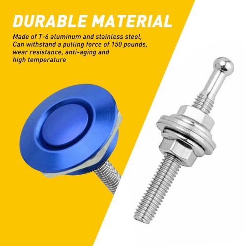 Blue car push button quick release hood bonnet pins lock clip bumper latch kit