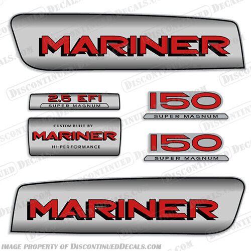 Fits 1998-2006 mariner 150 2.5 liter efi super magnum  - custom silver / red