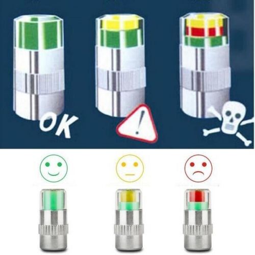 4pcs cars tire air pressure monitor 3 color alert indicator tire valve cap gauge