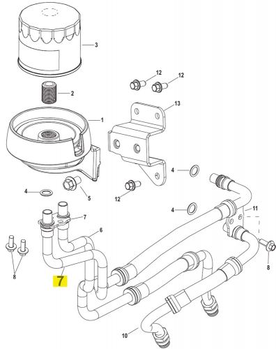 Mercruiser 6.2l 300hp 377cid oil line filter to block pn 8m0055903