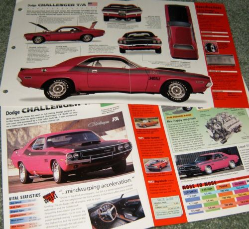 1970 dodge challenger t/a spec info poster brochure ad panther pink moper ta