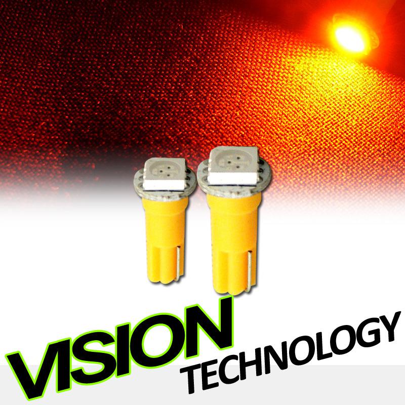 2pc amber/orange t5 wedge 1x 5050 smd led dashboard light bulbs 85 86 286 2721