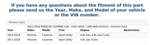 2011-2018 porsche cayenne 4.8l - fuel hose / line 94811023512