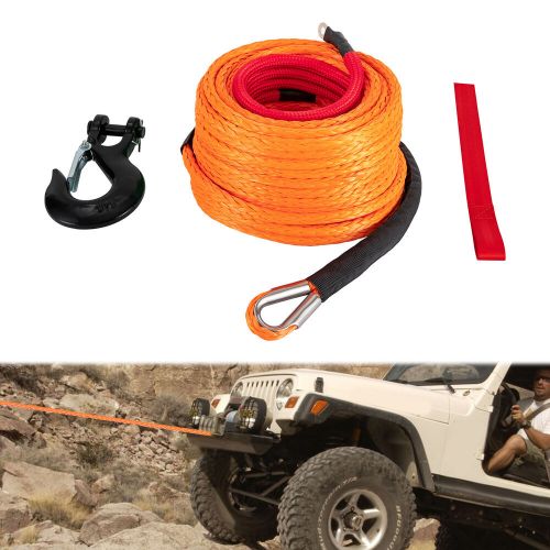 Synthetic winch rope with hook car tow recovery cable 3/8x100ft for 4wd off-road