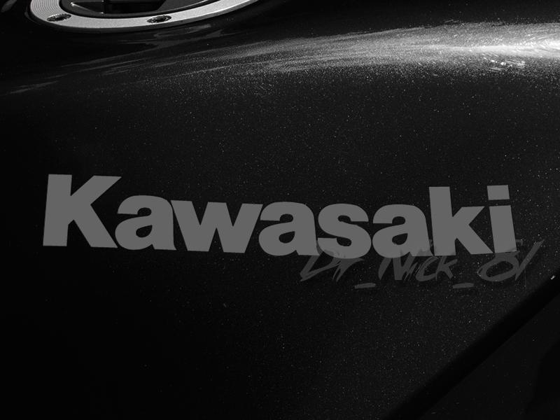 Kawasaki motorcycle 2 @ 6.75" x 1.06" vinyl decal sticker - gray