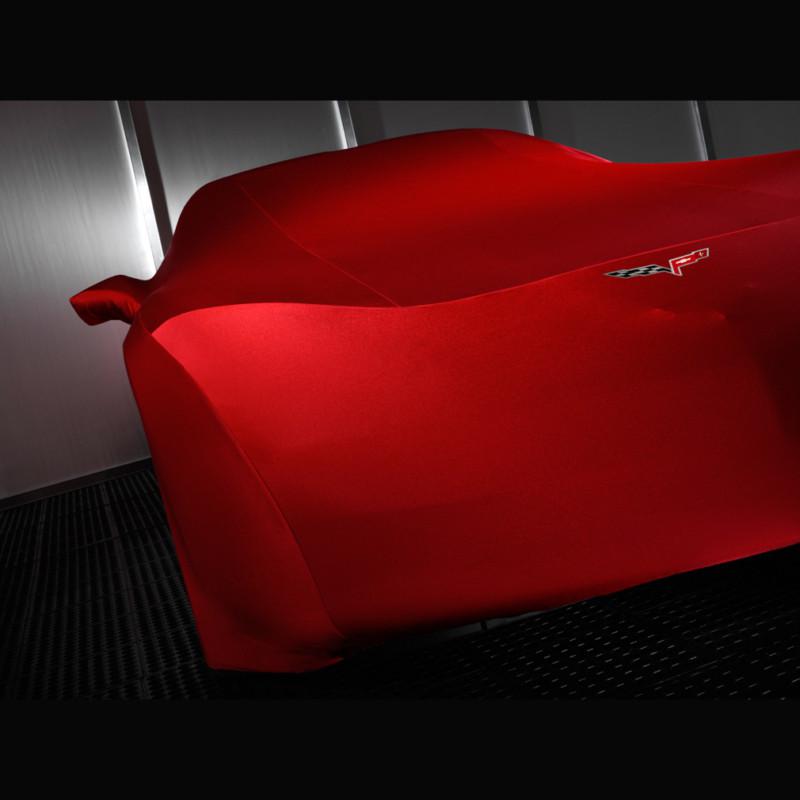 19158374 chevrolet corvette 2005-2013 red indoor car cover with cross flag logo