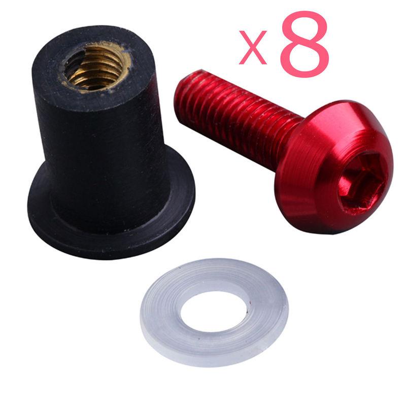 8pcs red windscreen windshield screws bolts kit for suzuki rg125 rgv250 gsxr750