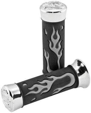 Bikemaster flame dd grips w/eagle end 135mm black grey