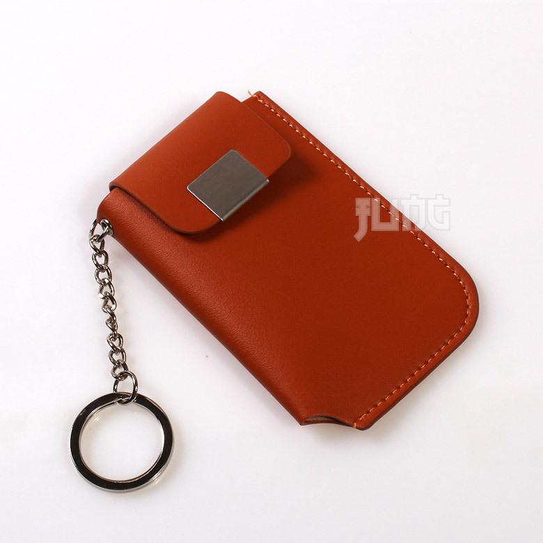 New vintage leather key holder case chain with o-ring for car keys remote brown