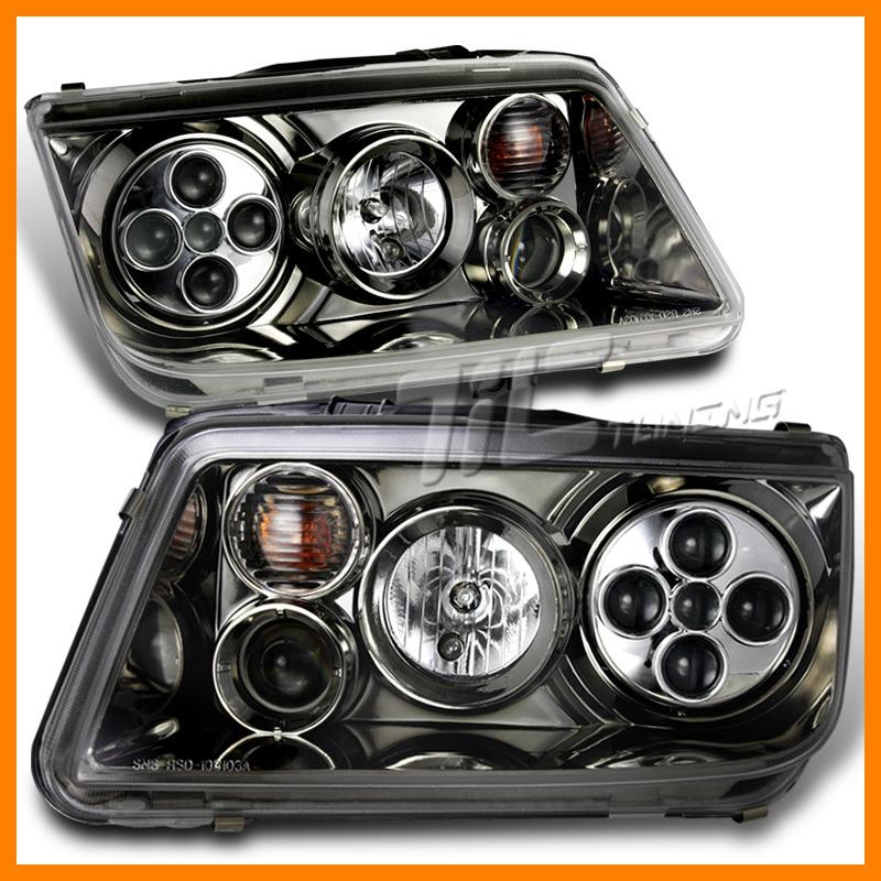 1999-2004 volkswagen jetta dragon eye headlamp pair lights smoke titanium new