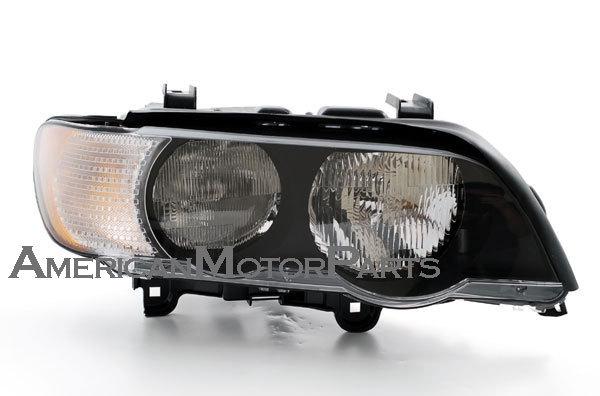 Passenger side replacement headlight w/ white corner light halogen 00-03 bmw x5