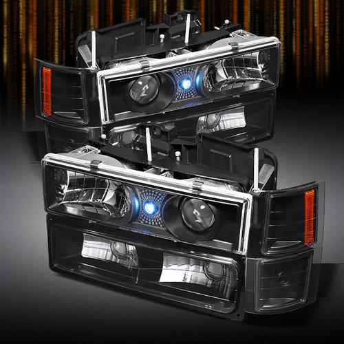 92-98 c10 c/k tahoe suburban projector headlights +corner+led bumper lights