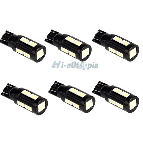 New 6 x t10 10-led smd 3020 car license plate interior light bulbs black