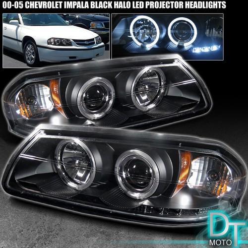 Black 00-05 chevy impala dual halo projector led headlights lights left+right