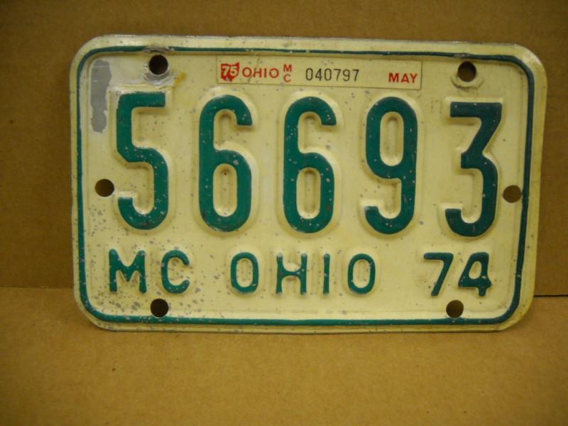 Ohio motorcycle license plate 1974 1975 harley honda yamaha suzuki kawasaki bsa