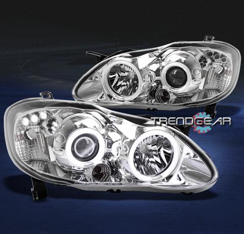 03-08 toyota corolla ccfl halo projector headlights jdm chrome 04 05 06 07 pair