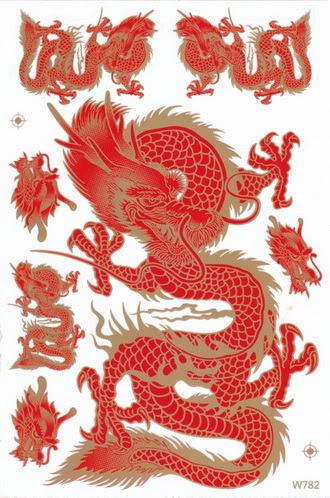 Sgg-sta25 red golden dragon sticker decal motorcycle car bike racing tattoo