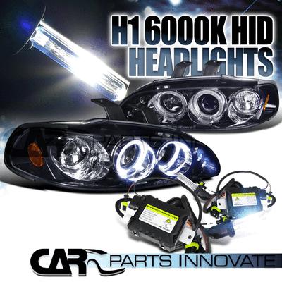 Glossy piano black 92-95 civic smoke led projector headlights+h1 6000k hid kit