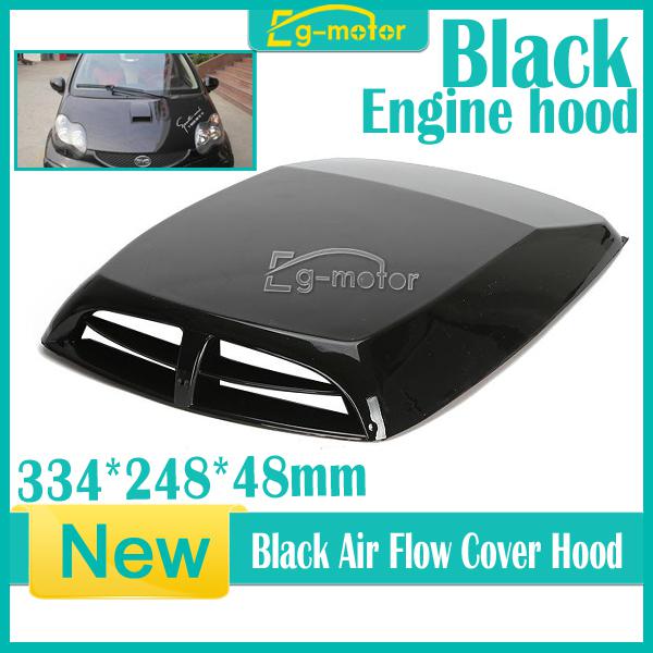 1x universal car decorative air flow intake turbo bonnet vent cover hood black