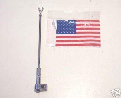 8" flag pole kit for motorcycle w/us flag