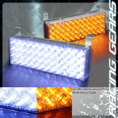 96 amber white led 12v 3x mode deck dash grille hazard strobe lights (2x panel)
