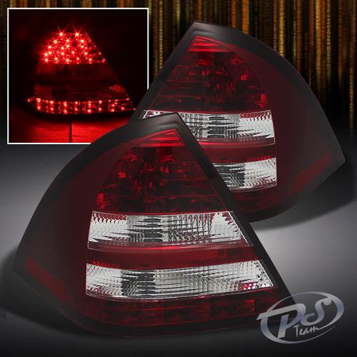 05-07 mercedes benz w203 c-class red clear led tail brake lights left+right