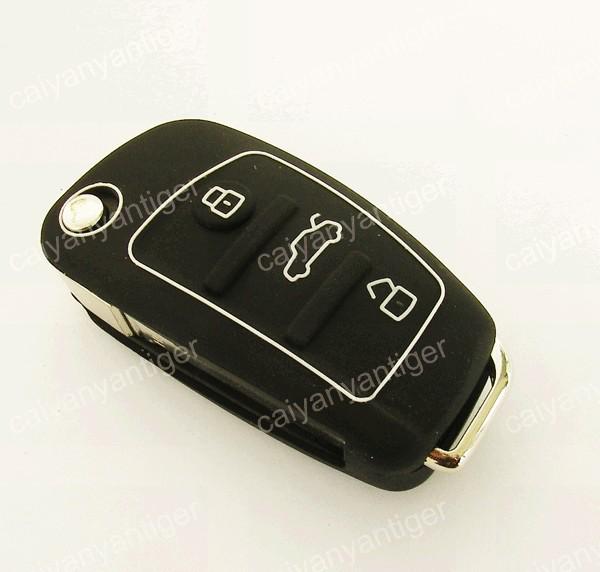 Black silicone protective cover hold bag protect audi smart remote key case fob 