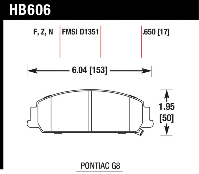 Hawk performance hb606f.650 disc brake pad 08-09 g8