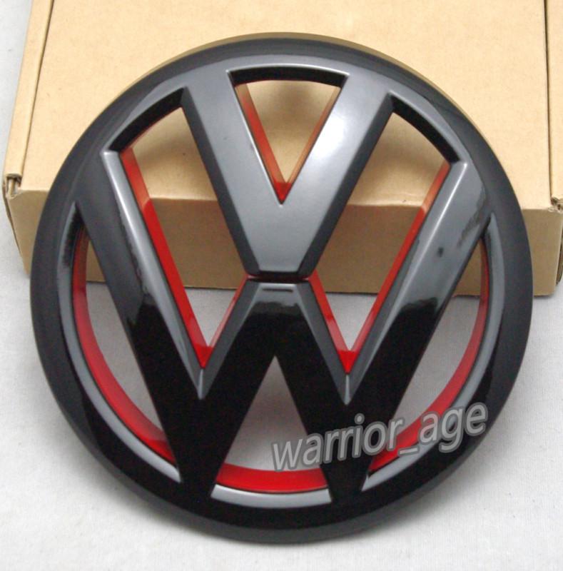 Front grille emblem badge logo fit vw golf mk6 gti r20 polished black new refit