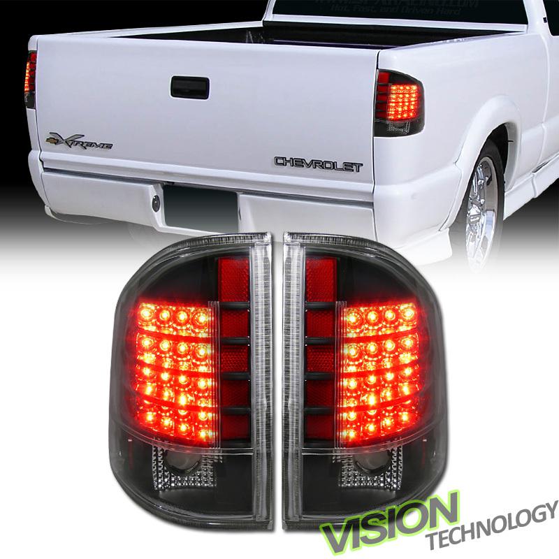 Pair 94-04 s10/sonoma 96-00 hombre truck jdm black led taillights taillamps set