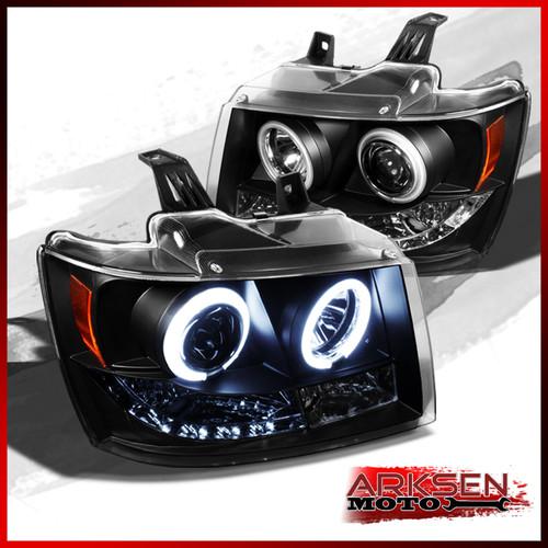 07-13 chevy suburban avalanche tahoe ccfl halo projector drl led headlights set
