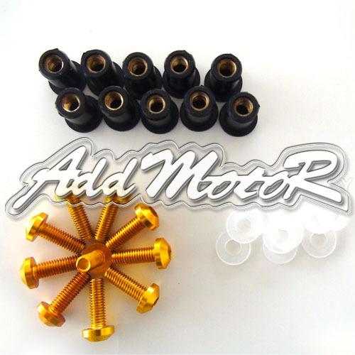 5 mm golden motorcycle windshield windscreen screws bolts washers nuts kit 10x 