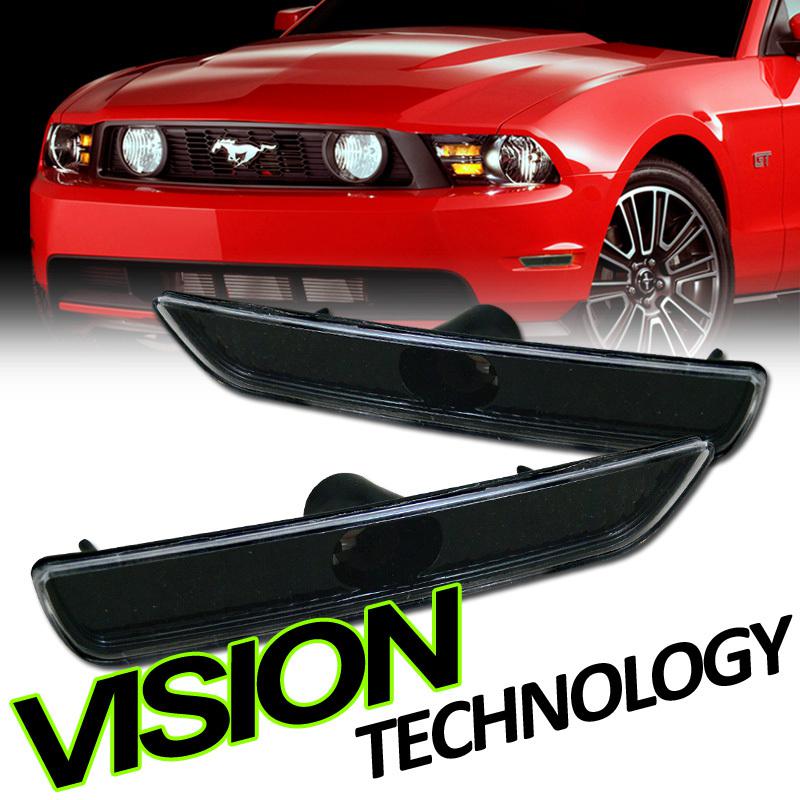 10-12 ford mustang base/v8 jdm black bumper side marker turn signal lights lamps