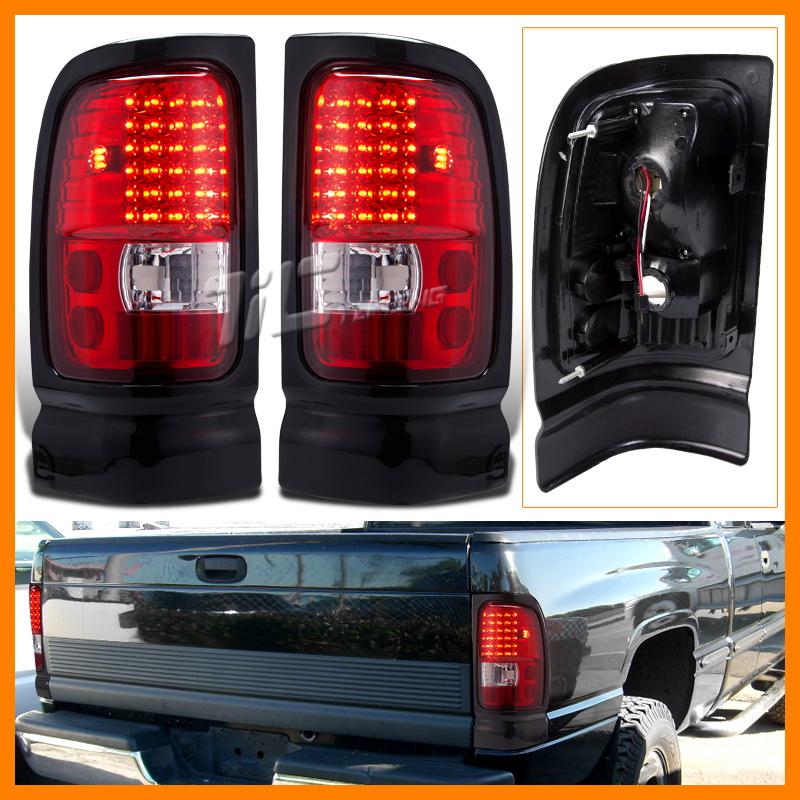 1994-2001 dodge ram red chrome led tail lights rear signal lamp 1500 2500 3500