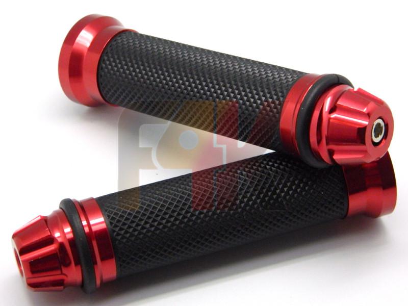 Motorcycle cnc racing 7/8" handlebar rubber hand grips dirt bikes red w/ bar end