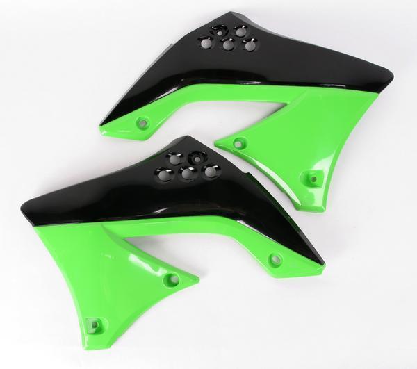 Ufo plastics radiator covers - oem green/upper black/lower  ka04725-999