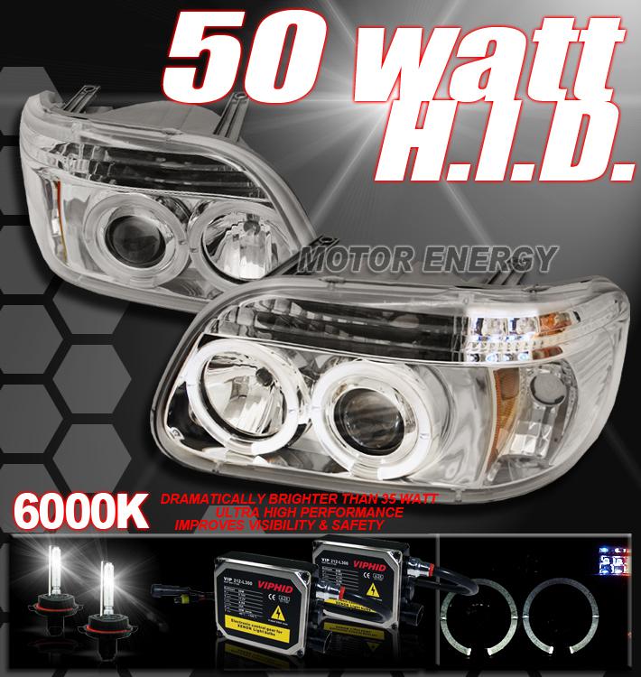 95-01 explorer halo projector head lights+50w 6000k hid