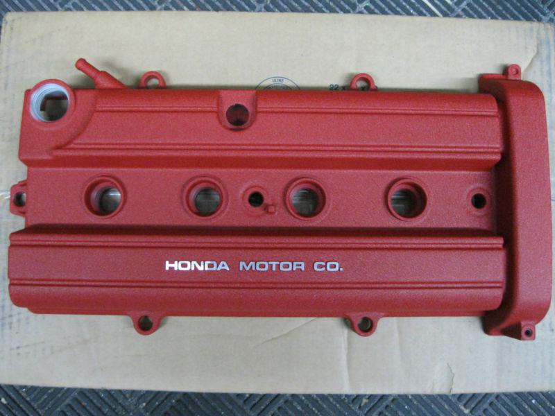 Powder coated acura integra b18b obd2 valve cover wrinkle red adj cam gears