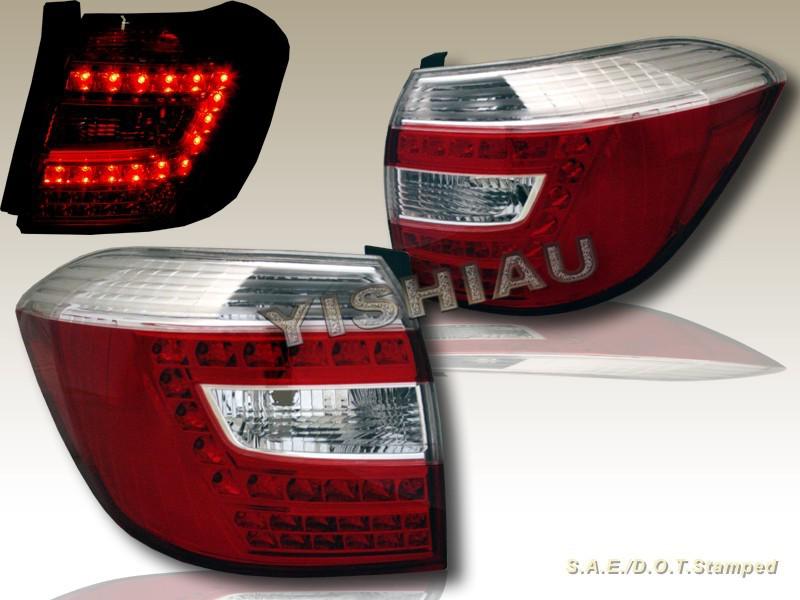 08-10 toyota highlander jdm red/clear  led tail lights lh rh rear lamps assembly