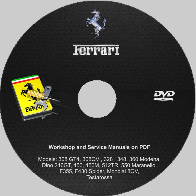 Ferrari workshop and service manuals dvd 348, 360, f355, f430, 512, 456 more