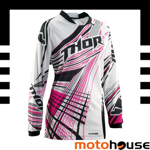 Thor womens phase flora jersey mx offroad motocross magenta pink white black 