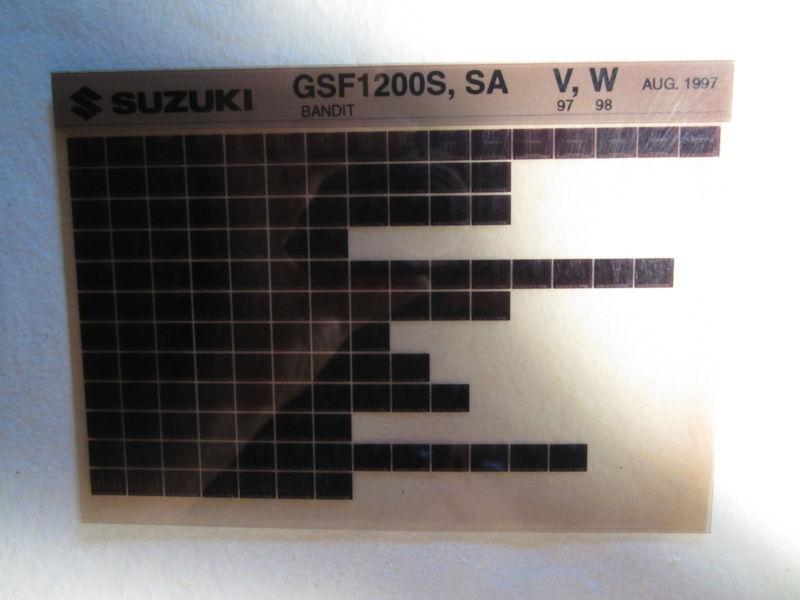 1997-1998 suzuki motorcycle gsf 1200s sa v w bandit microfiche parts catalog  