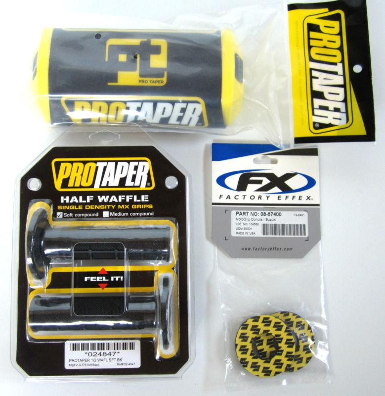 Pro taper protaper yellow black 2.0 fat bar pad black mx grips grip donuts set