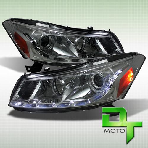 Smoked 08-12 honda accord 4dr projector headlights w/daytime led running lights