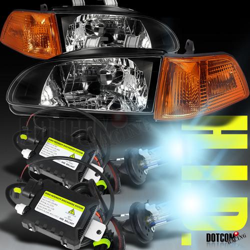 92-95 honda civic 2/3dr h4 hid 6000k dual beam headlights+amber corner lamps