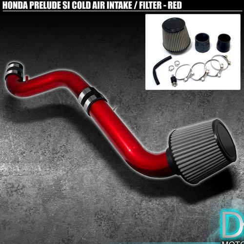 Stainless washable cone filter + cold air intake 92-96 prelude si red aluminum