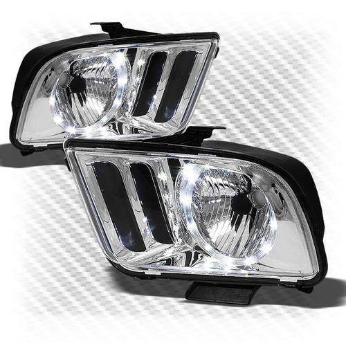 05-09 mustang led ring halo crystal headlights front lamps replacement